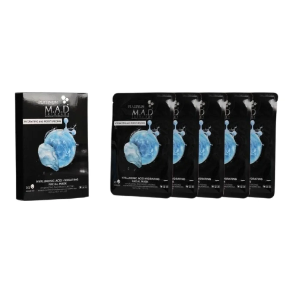 M.A.D. Platinum Hyaluronic Acid Hydrating Masks NIB Set of 5